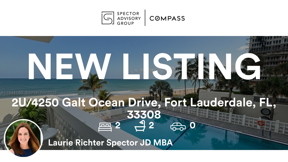 FLLProperties's tweet image. 🛌 2 🛀 2
📍 2U/4250 Galt Ocean Drive, Fort Lauderdale, FL, 33308

My latest listing.
Real Estate Associate 3335583
rma.reviews/5yeoaq29t9q6

...
#realestate #Compass #CompassFlorida #SpectorAdvisoryGroup