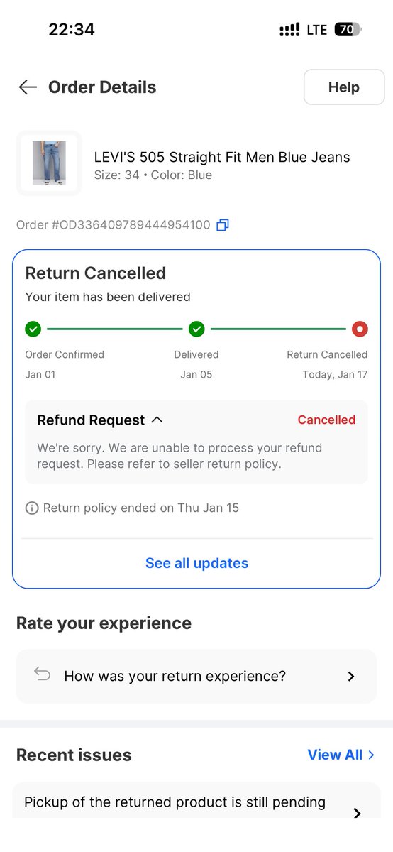 MaharPriyam's tweet photo. @flipkartsupport @Flipkart @jagograhakjago 
My order was delivered but I wanted to return it and applied it on the same day of delivery, no pick up was done and now after return period is over, the return request is cancelled! Why so? Please take the product back n refund me! https://t.co/Zkr37pWAu2