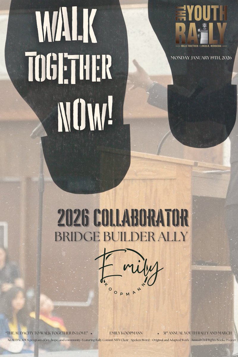 We are thanking each of our 2026 Collaborators and we want to say thank you to Bridge Builder Ally, and Youth Rally Alumni, Emily Koopmann. Thank you for your continued support and commitment to the Rally and its mission,
