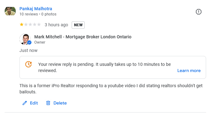londonmortgage1's tweet photo. Looks like the realtors aren't happy about my video saying the government shouldn't be getting bailouts  - with the maturity level we'd expect. #iProRealty #Canadianrealestate #nobailouts https://t.co/5cnyNvoCXx