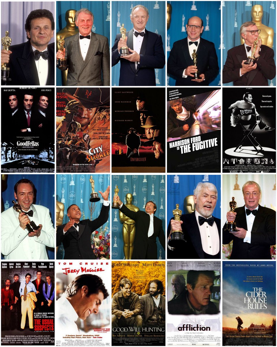 Estos son los Ganadores del Oscar a Mejor Actor De Reparto en La Década De Los 90.

¿Con cuál os quedáis?👁️