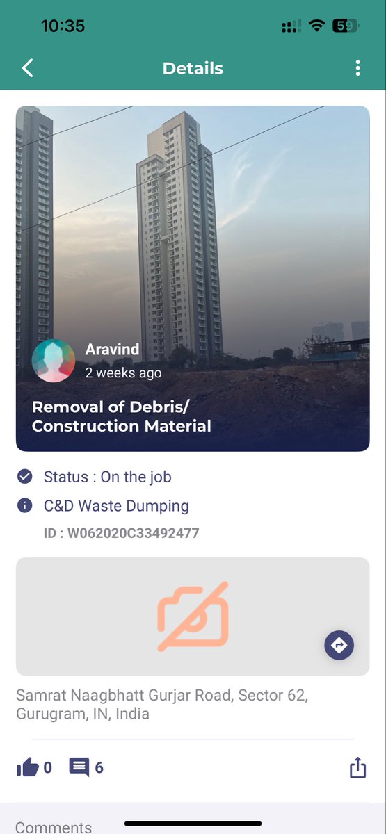 AravNarayan's tweet photo. @OfficialGMDA dumping of  C&amp;D waste in empty plots in Sector 62. Complaints lodged on Swatchata App and pending for weeks. Please address stage complain in picture below. https://t.co/yIWqoPev8z
