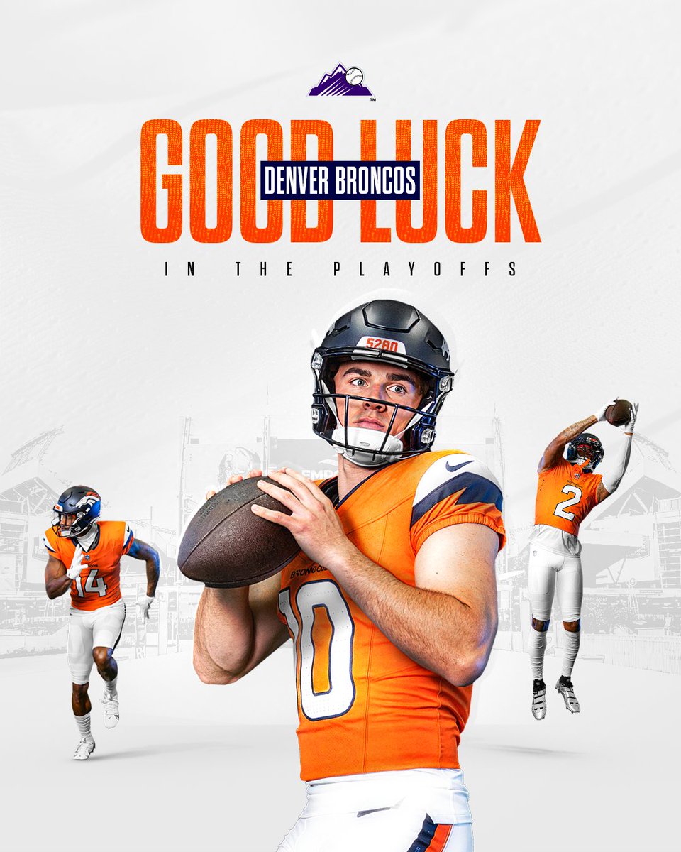 Rockies's tweet image. It's about that time...

LET'S GO @Broncos 🧡💙💜