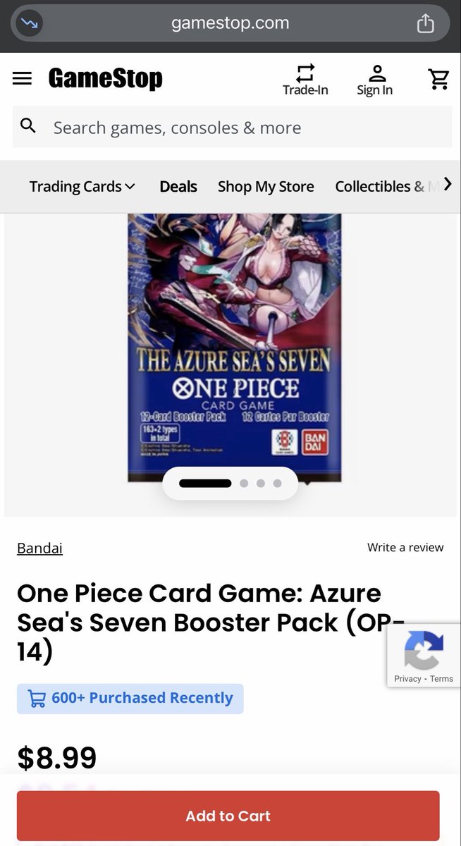 PokeRestockApp's tweet image. GamStop increased their single blister pack price of OP-14 from $6.99 to $8.99. 

Theyre such a great company. Power to the player, a fangul. 

#onepiecetcg #gamestop #gamescalp