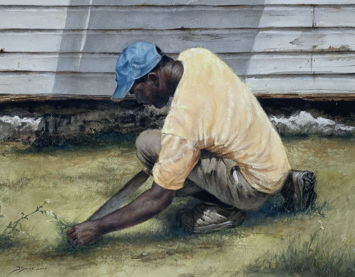 ssaintstudios's tweet photo. Sunlit Toil - 17-3/4 x 22-1/4 #watercoloronpaper     Sunlit Toil - a meditation on the quiet dignity of labor, where even the simplest tasks are illuminated by grace. #watercolorart #bahamasart #watercolormasters #luxurycollector #watercolormasters https://t.co/zX37QK3MHE