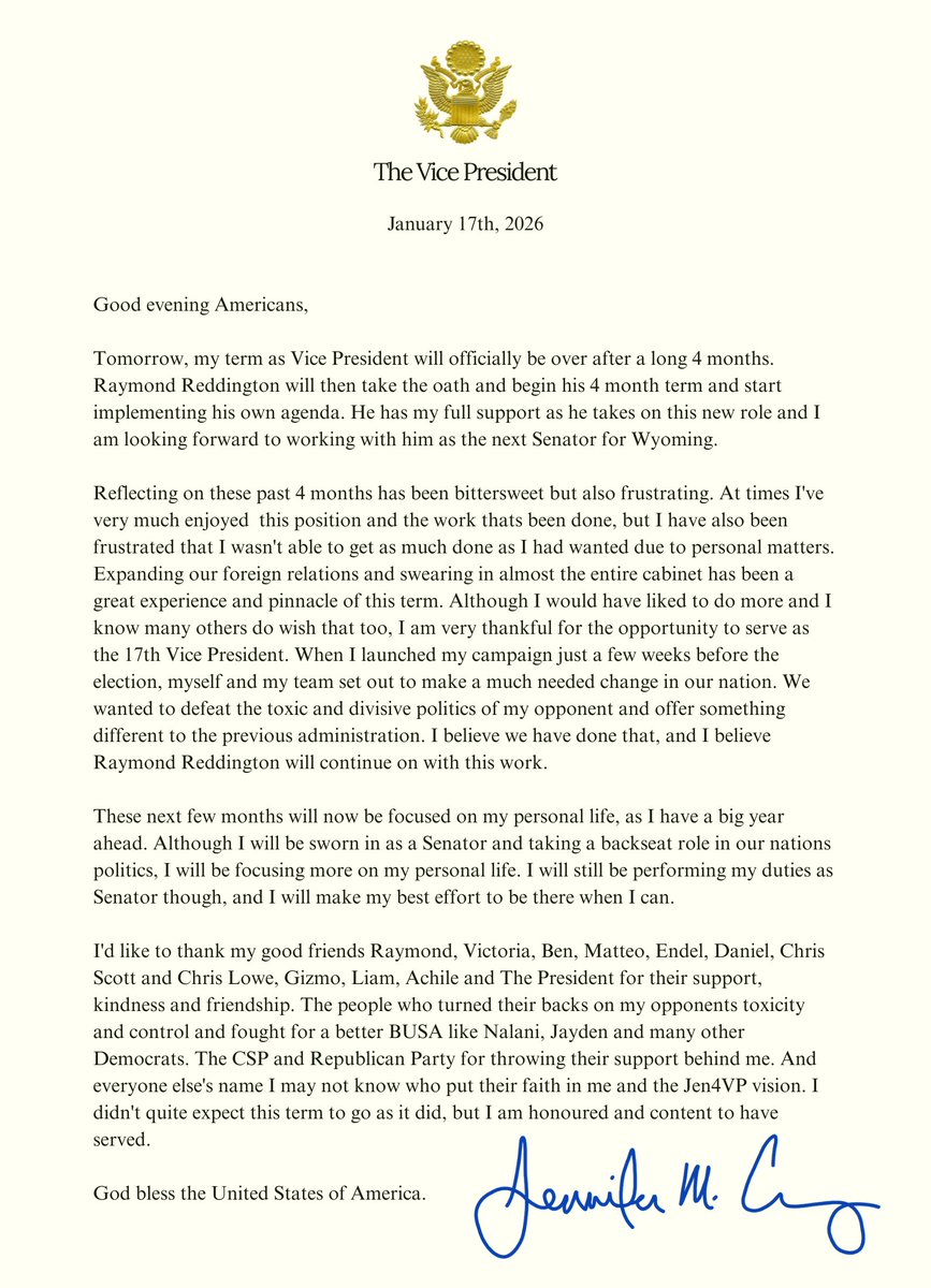 JenCarey_BUSA's tweet image. The 17th Vice Presidents final address.