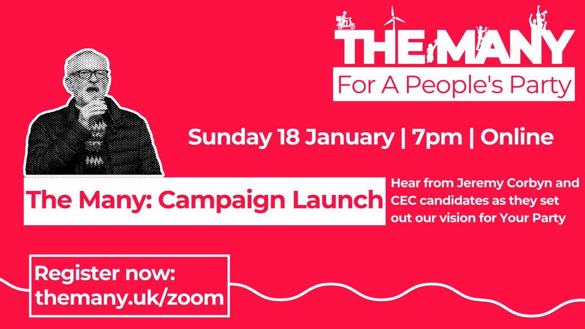 TheManyYP's tweet photo. 💥 Tomorrow night: Launching The Many!

Join @jeremycorbyn &amp; other CEC candidates as we lay out our vision of a people's party.

Sunday night, 7pm, online. Sign up now and let's get Your Party back on track: https://t.co/gtK7A6Ehn5 https://t.co/orQcz8WOlH
