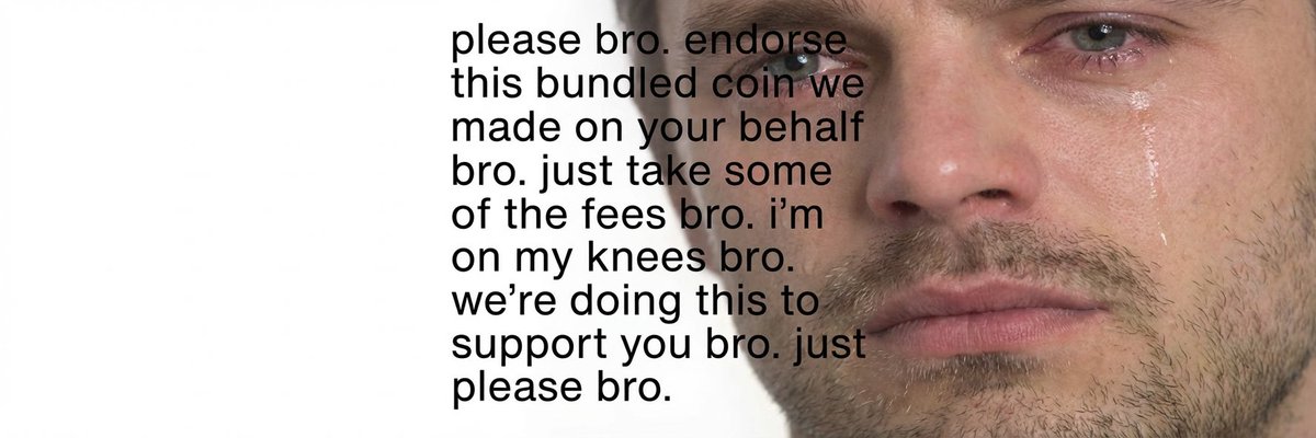MantageDS's tweet photo. "Please Bro" meme will be the defining image of this crash.

We’ve moved past the "build" phase and into the "beg" phase.

$PLEASEBRO is the ultimate hedge against the BAGS ecosystem

it thrives on the irony of the exit liquidity farmers who got stuck at the top.

$PLEASEBRO. https://t.co/RRGcj6wQvy