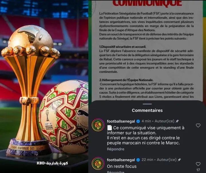 RedouanMR's tweet image. الاتحاد السنغالي أوضح أن البلاغ الذي أصدره كان فقط من أجل شرح الوضع وتقديم المعطيات، دون أي نية لاستهداف المغرب أو المغاربة.
دابا الصفحة تسدّات، والرسالة واضحة: الصافرات ماشي خيار… واجب وطني. نغوتو ونصفرو كاملين من أجل الفوز 🇲🇦🦁🏆
ما كاين لا مجاملة زايدة، لا “أبناء الملوك” ولا…