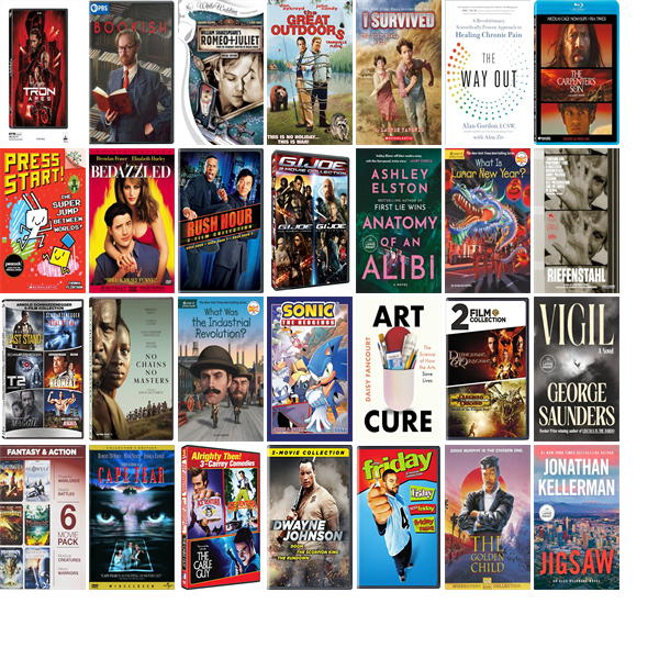 FramPub's tweet photo. This week the Framingham Public Library has 35 new books and 26 new movies.  New items include Tron, Bookish Season 1, William Shakespeare's Romeo + Juliet, Walk On, The Great Outdoors, The Carpenter's Son, The Way Out, and Bedazzled. https://t.co/Gfbze1smHa https://t.co/ZCM5lTXHsz