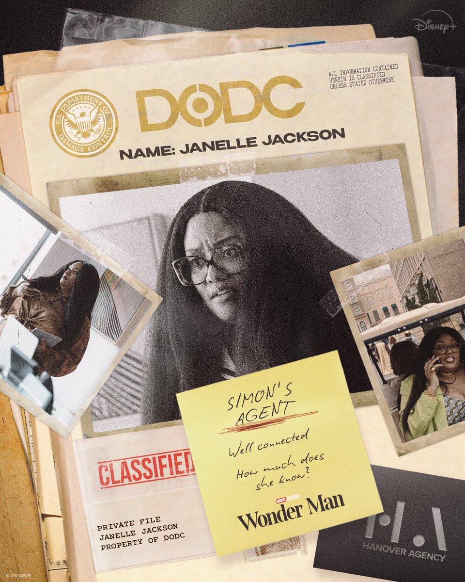 MarvelStudios's tweet image. Department of Damage Control Subject: Janelle Jackson

File Status: ACTIVE

Stream Marvel Television’s #WonderMan, an 8-episode series, premiering January 27 at 6PM PT only on @DisneyPlus.