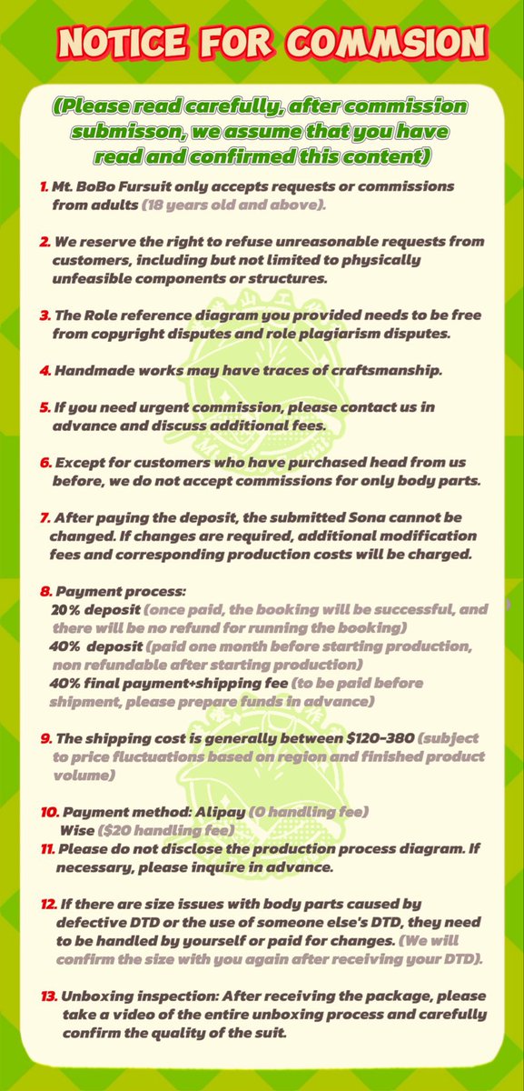 MtBOBO236992's tweet image. This time, there are Two Commission Slots available for production completed on April 30th.

🧽This head base is a hand cut sponge head, and the price list is shown in the following figure.
✂️ This time only accepts commissions for head &amp;amp; paw or head &amp;amp; paw &amp;amp; tails
⚠️This quote…