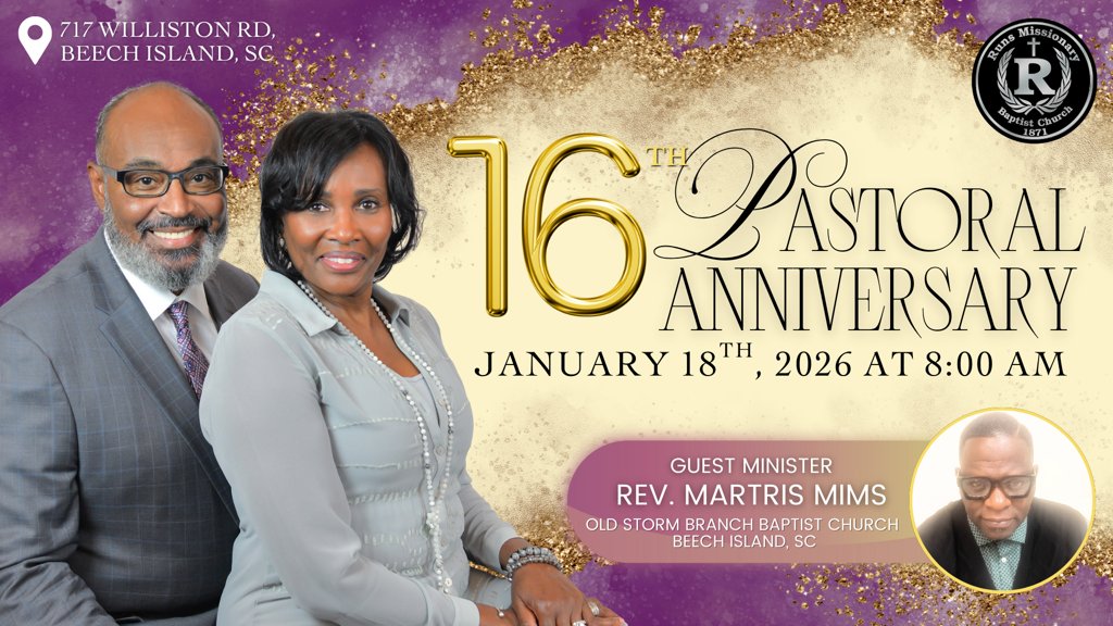 RunsChurch's tweet image. Join us tomorrow, as we celebrate the 16th Pastoral Anniversary, honoring Pastor Stevie W. Berry and First Lady Trina A. Berry! Our special guest will be Rev. Martris Mims, Pastor of Old Storm Branch Baptist Church!  
2026 "The Year of Enduring Hope"
#RMBC