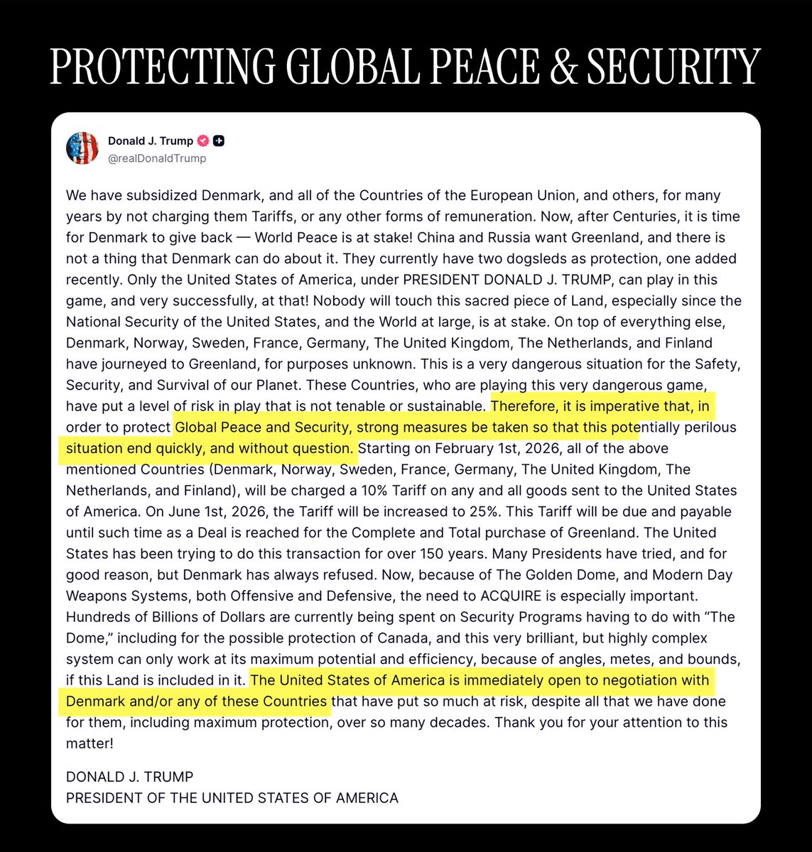 If you Europeans don’t want to digest 10% tariff, give Greenland to us 😂.
US President Donald Trump wants to deal Greenland through tariff? Is this serious at all?