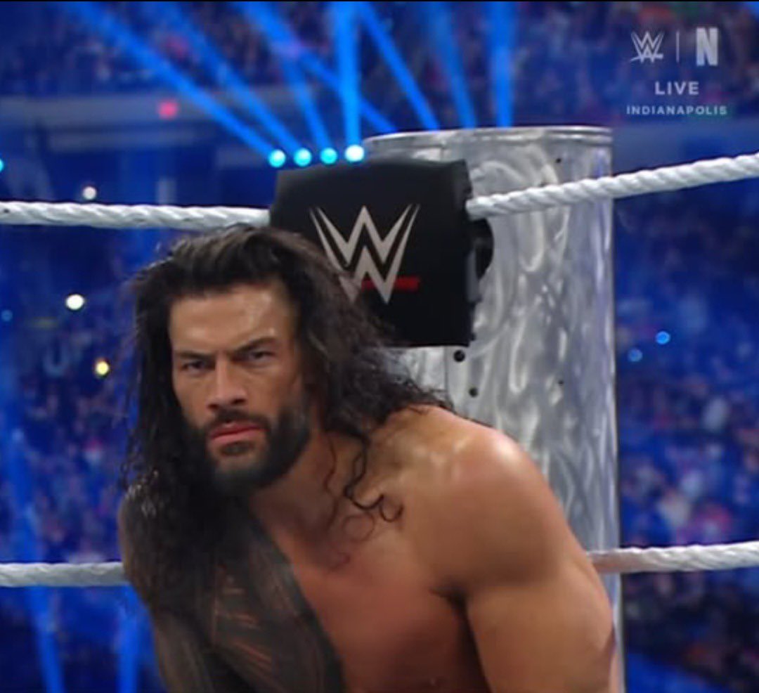 Reignshive's tweet photo. When Roman Reigns lets his hair dry out he is literally Scar’s twin. https://t.co/S5avvwoUYi