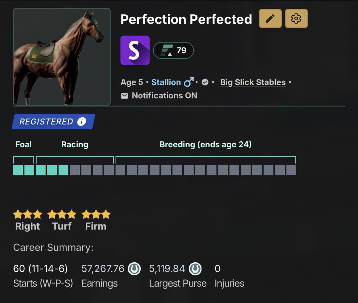 Bigslickstables's tweet photo. Old man still has that dog in him. Does anyone still hit S studs? @photofinishgame https://t.co/uz0GD4Zthj