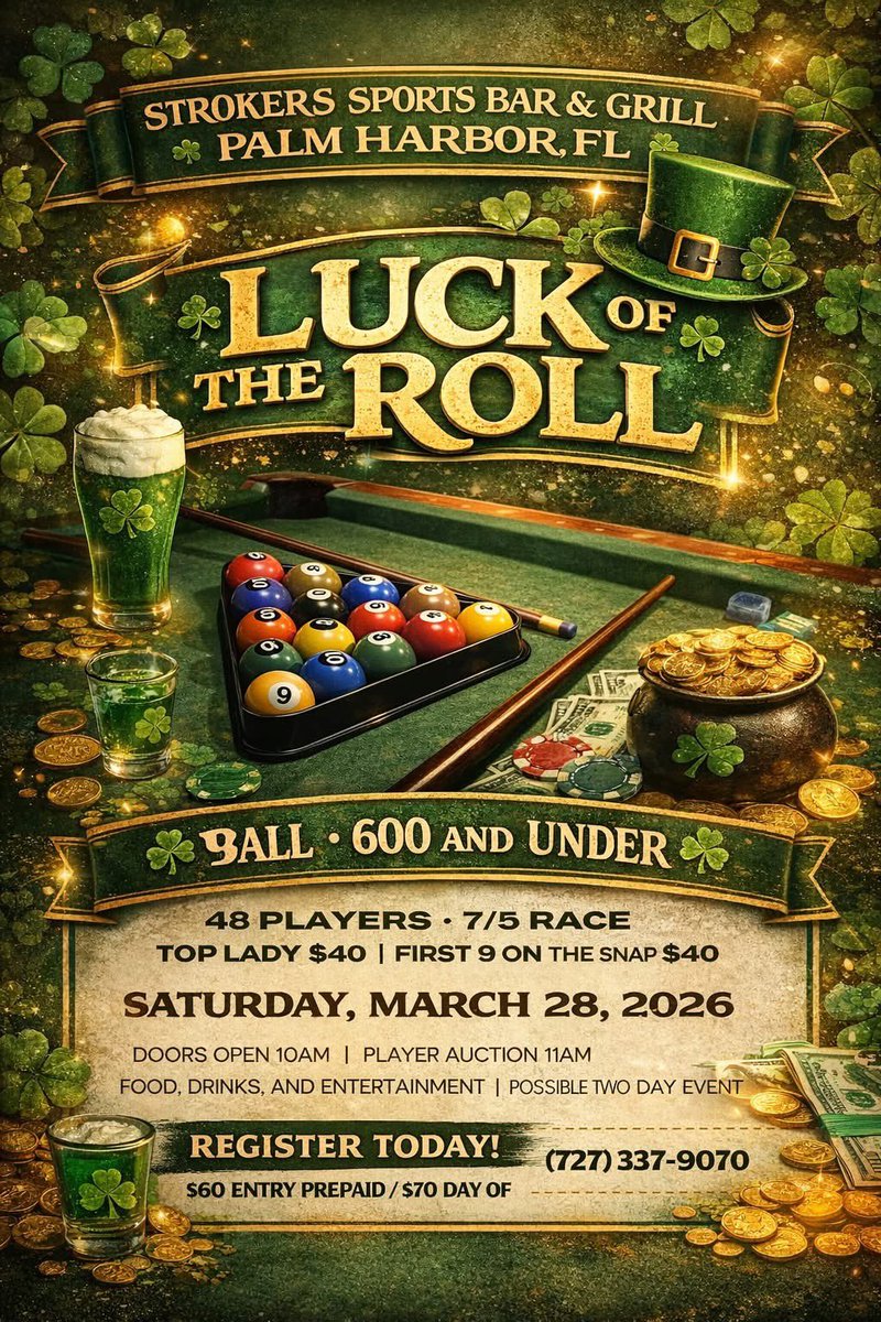 Strokers1's tweet photo. Here are some upcoming events here at Stroker’s.

Please contact Ross LeAnna, Mark Banks, and/or Justin Stock for more info/to sign up.  Numbers on flyers. 

30901 US Hwy 19 N
Palm Harbor, 34684
(727)786-6683 (business landline)
Open 11AM-3AM https://t.co/XUy6kGezPq