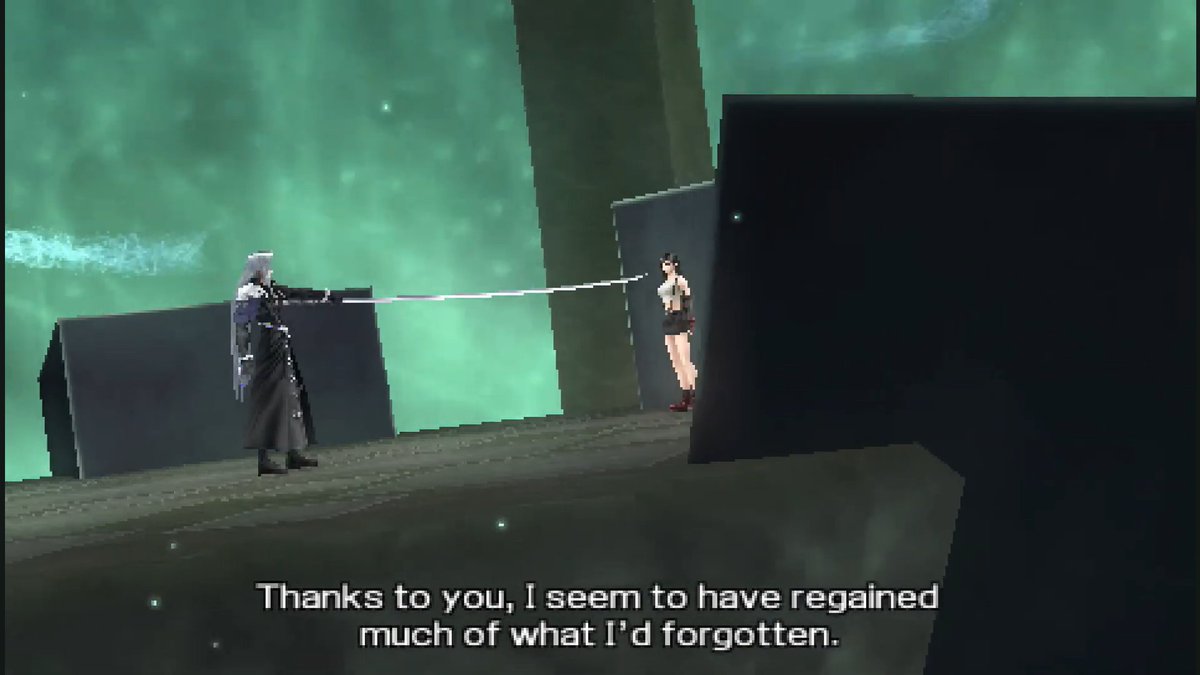 IsolarSailor's tweet photo. "he enjoys battle, implying Sephiroth himself enjoys it. This is reinforced in Dissidia 012 Final Fantasy when Kefka mentions that Sephiroth was made for combat."
"Under Kefka's guidance he attacks Tifa, though disappointed she does not remember him."
#FinalFantasy #Dissidia012 https://t.co/uxRVCIwHhs