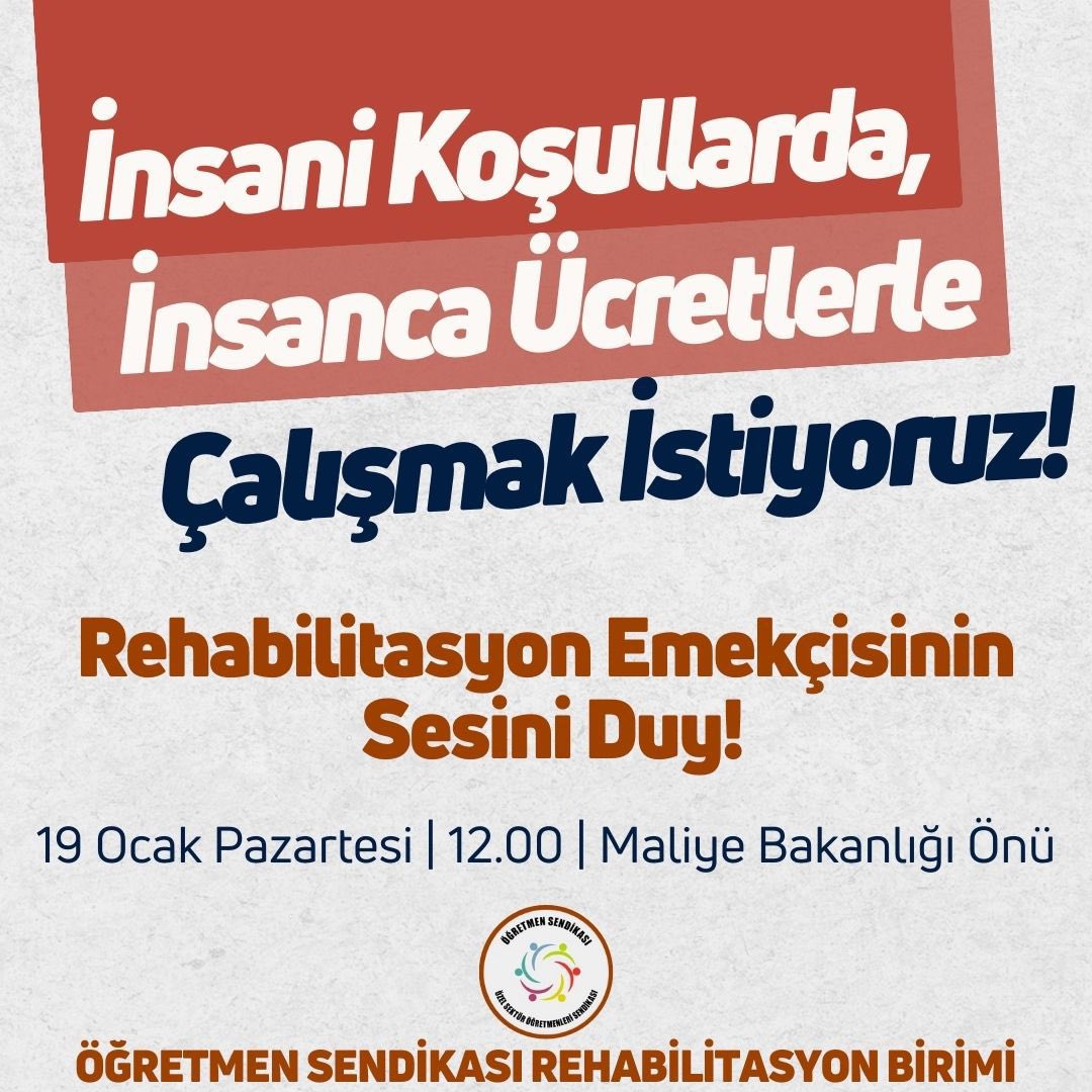 📣 Ankara l Özel gereksinimli bireylerle bire bir çalışan, emeğini ortaya koyan biz rehabilitasyon emekçileriyiz.

Ne özel gereksinimli bireylerin eğitim hakları, ne bizim ücretlerimiz, "tasarruf edilecek" maliyet kalemleri değildir, olamaz.

Rehabilitasyon merkezlerinde insanca