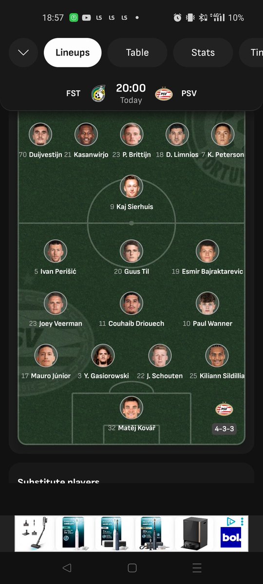 Livescore, dit lijkt me sterk #forpsv #driouechop10