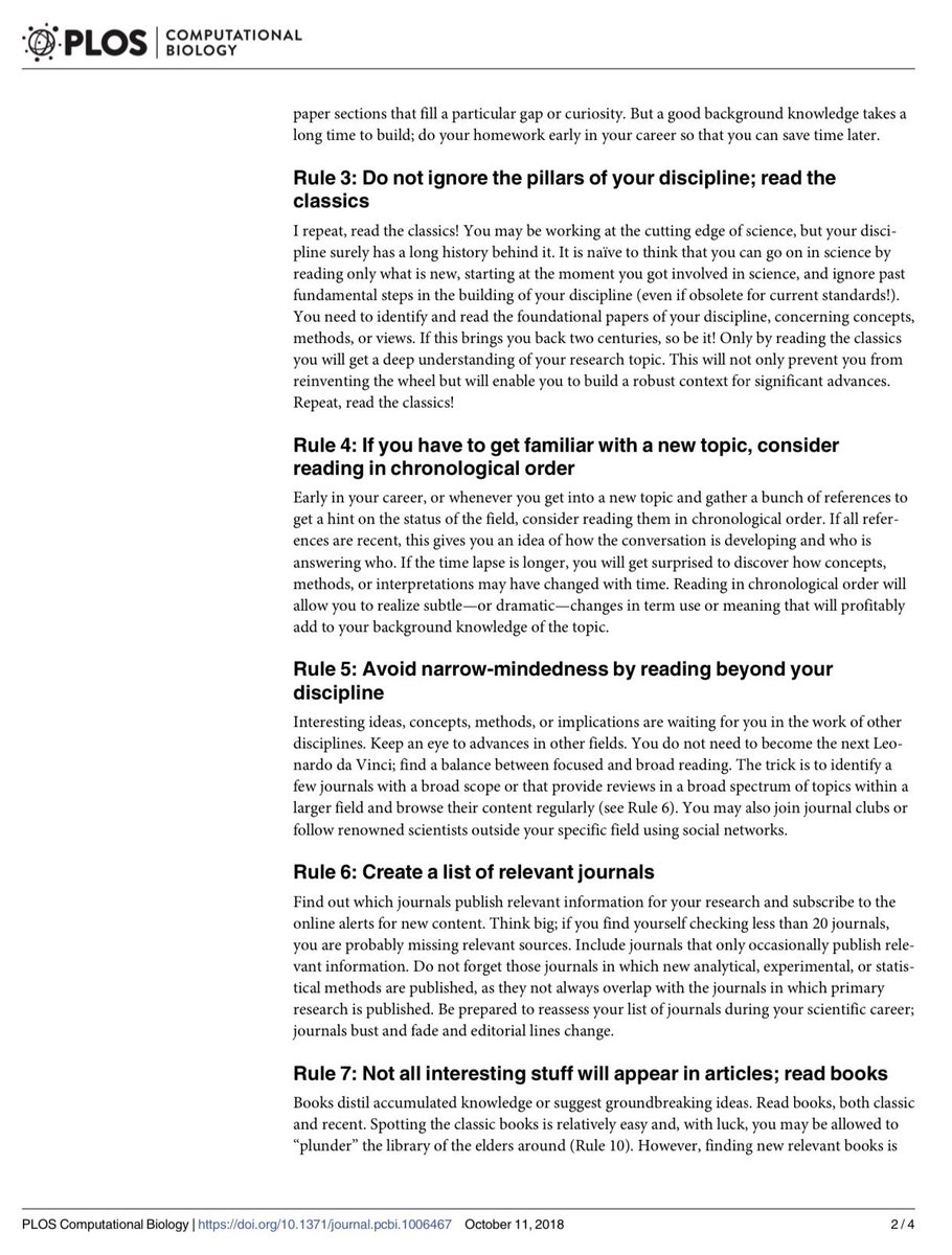 SciencNews's tweet image. Ten simple rules for developing good reading habits during graduate school and beyond (2/4)

@PLOSCompBiol #paperwriting #PhD #PhDlife #academics #AcademicChatter #AcademicTwitter