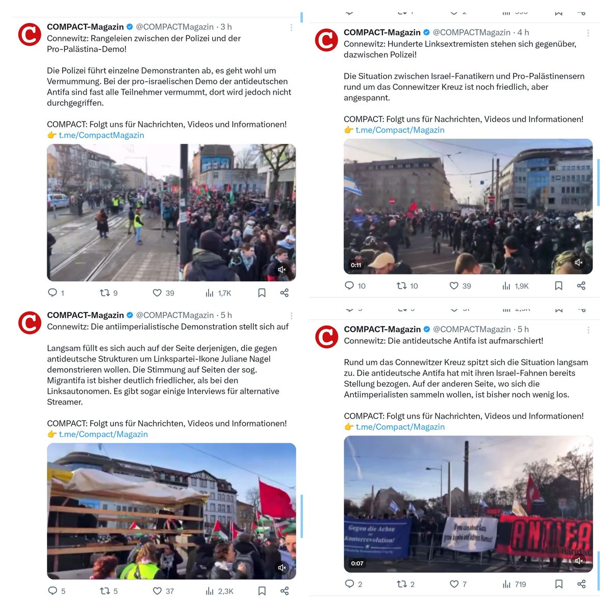 HannahStasi's tweet image. 🇩🇪 Comme prévu, le magazine d'extrême droite #Compact a activement couvert la manif pro-palestinienne à #Leipzig. 👇
#le1701