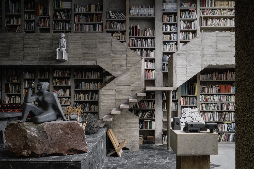 dearvotion's tweet image. One of my favorite home-libraries. Sculptor Pedro Reyes and fashion designer Carla Fernández’s residence in Mexico City.
