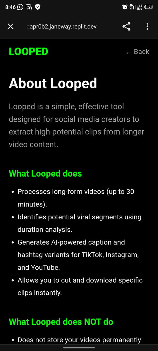 trylooped's tweet photo. Day 14 of building looped

Added a simple About / landing page explaining what Looped does and doesn’t do.

Why it matters:
People need clarity before they trust a product — even a small one.

Lesson learned:
Clear communication is part of the product, not an afterthought. https://t.co/vuIx4HoDyl