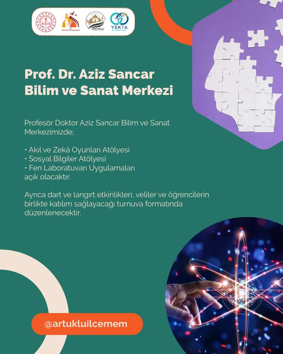 #AraTatildeAilemleOkulumdayım

Artuklu İlçe Milli Eğitim Müdürlüğü olarak, Türkiye Yüzyılı Maarif Modeli ve YEKTA Projesi kapsamında, ara tatilde öğrencilerimizin aileleriyle birlikte keyifli zaman geçirebilmelerini desteklemek amacıyla çeşitli etkinlikler düzenliyoruz.