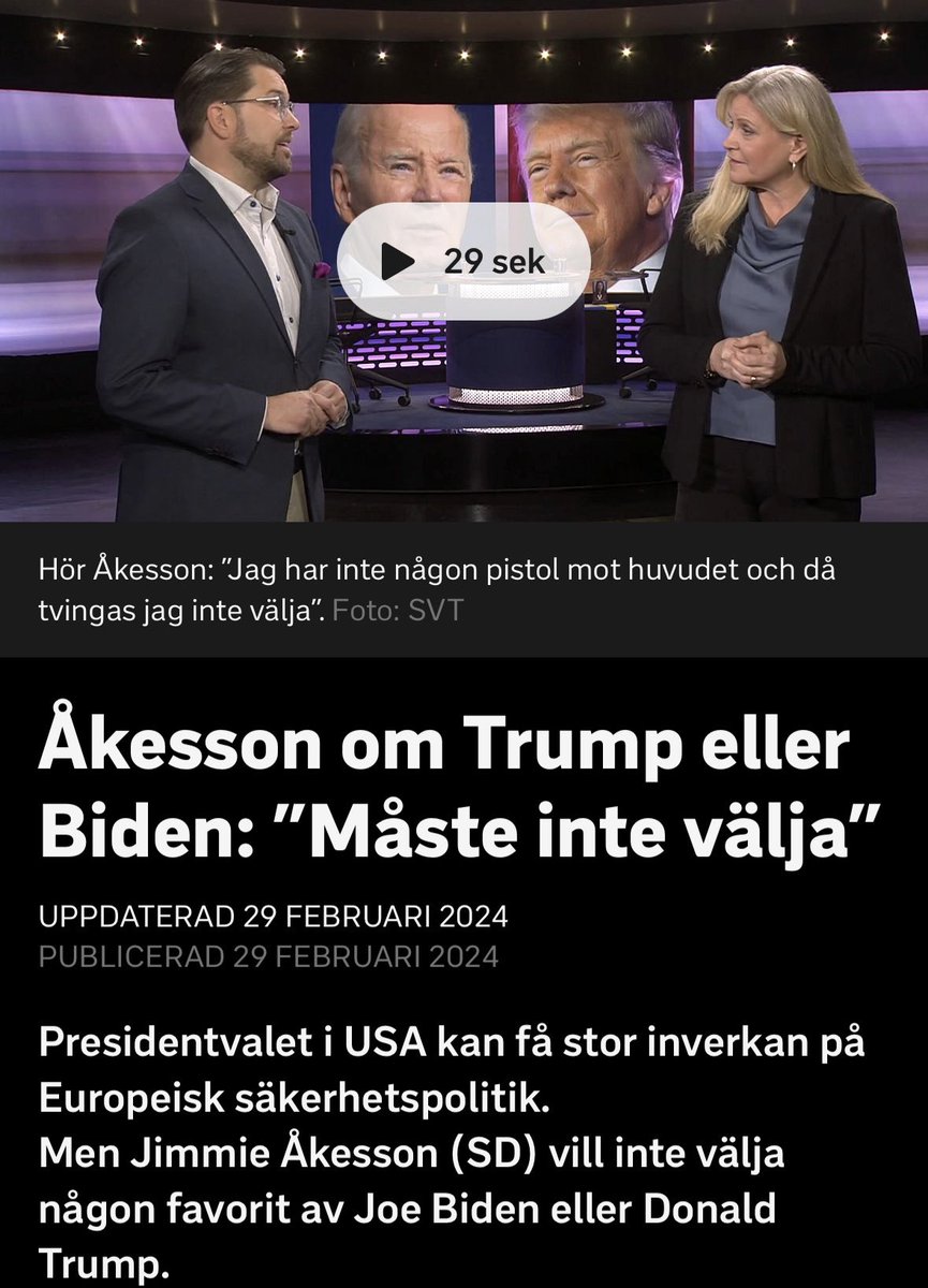 Kom ihåg: Åkesson kallade Trump för en frisk fläkt, JD Vances tal i München för befriande och kunde inte välja mellan Trump eller Biden.