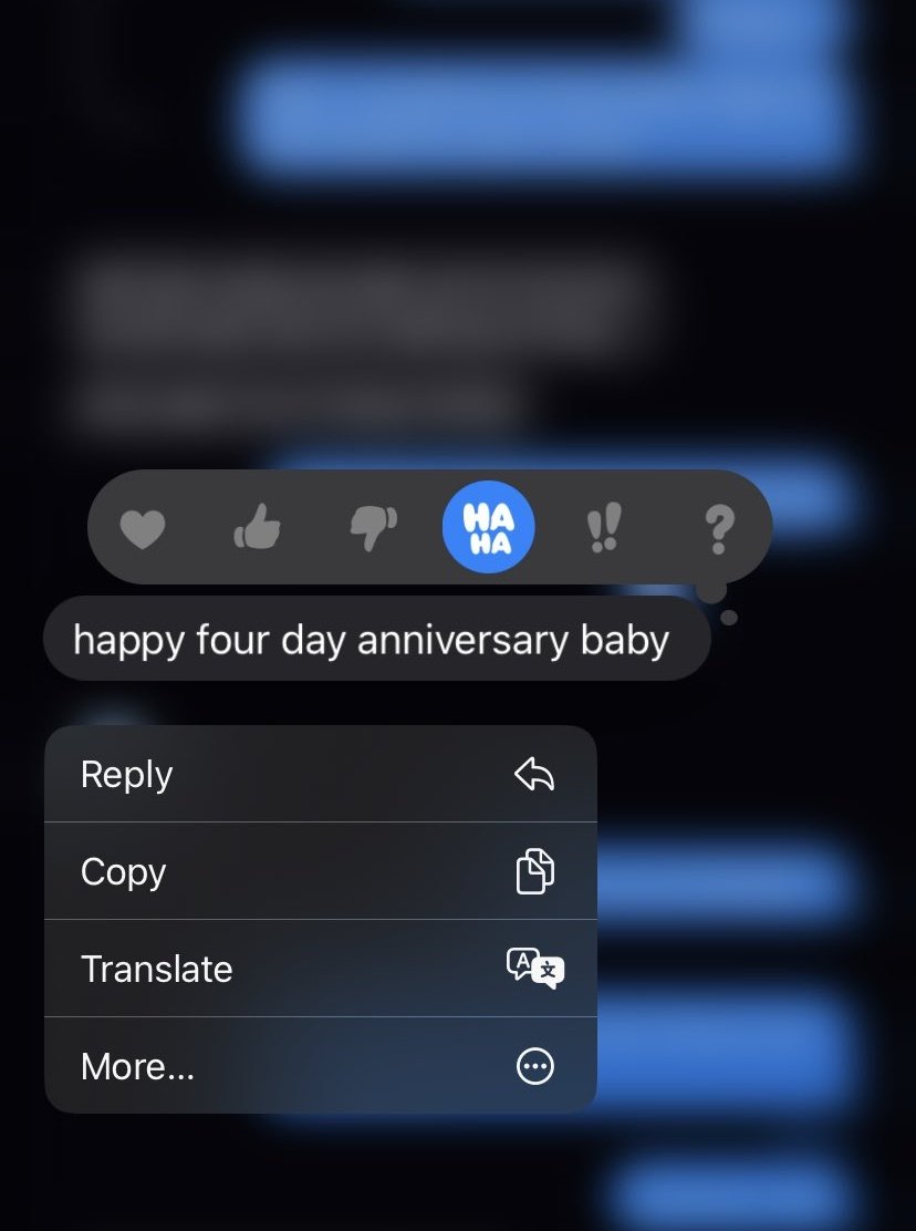 we been texting four days n hes sooooo me