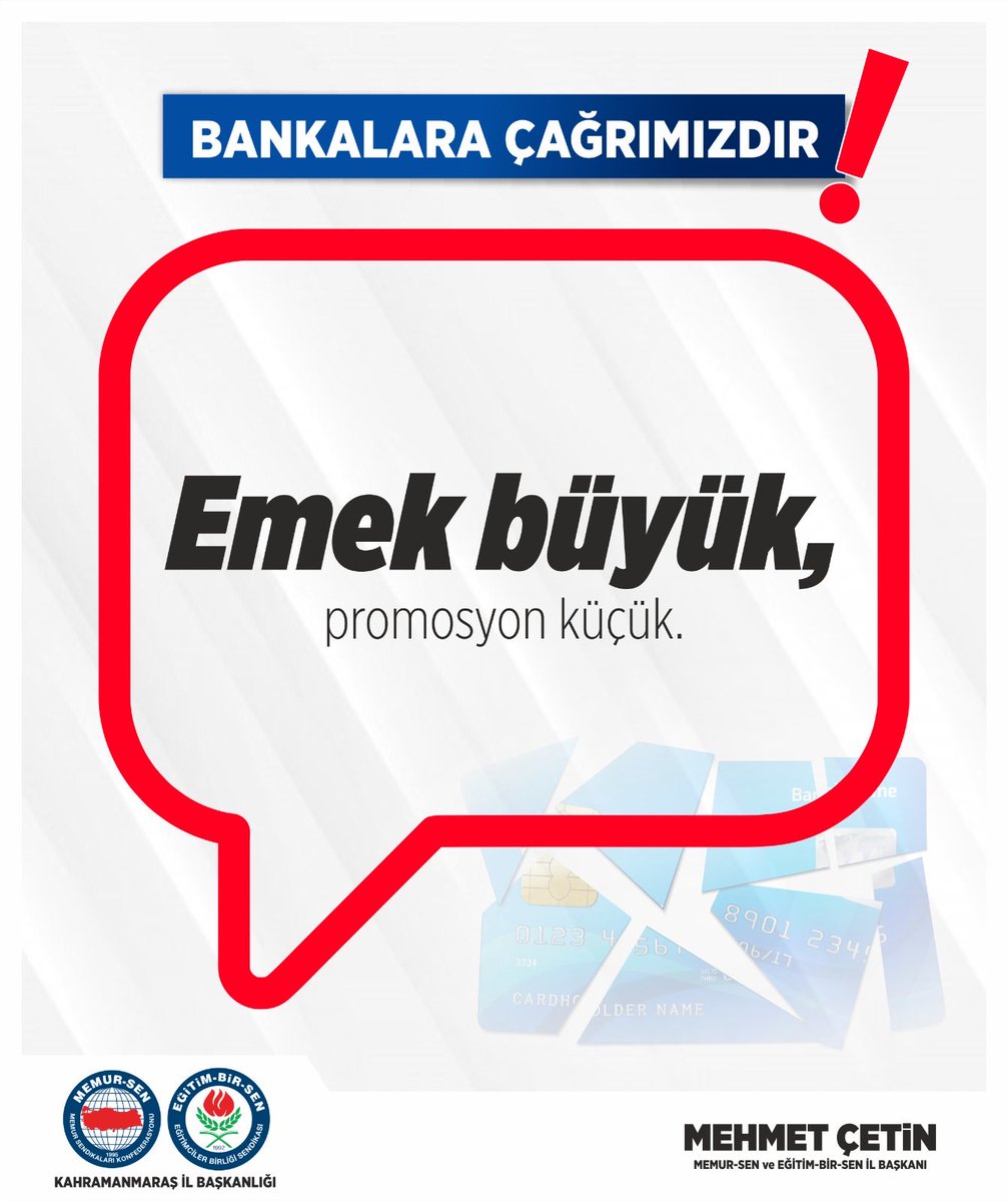 "Promosyon değil, 
teklif komik."

Bu promosyon yakışmadı. 

#Kahramanmaraş I #EğitimBirSen l #BankaTercihimDeğişti I #ÖğretmeneDeğer I #EmeğeSaygı I #PromosyonGerçeği