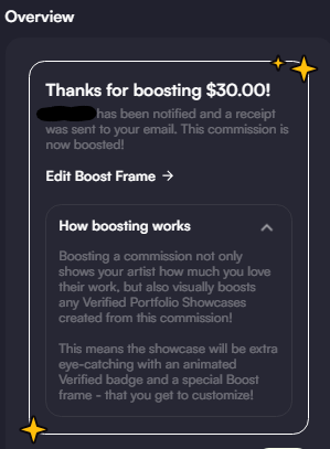 Then you need to make that way clearer in "How boosting works". No where does it say Vgen takes a cut of boosting, and that it's /explicitly/ not a tip. 

I boost my artists and it pisses me off finding out only now they didn't get the full amount.