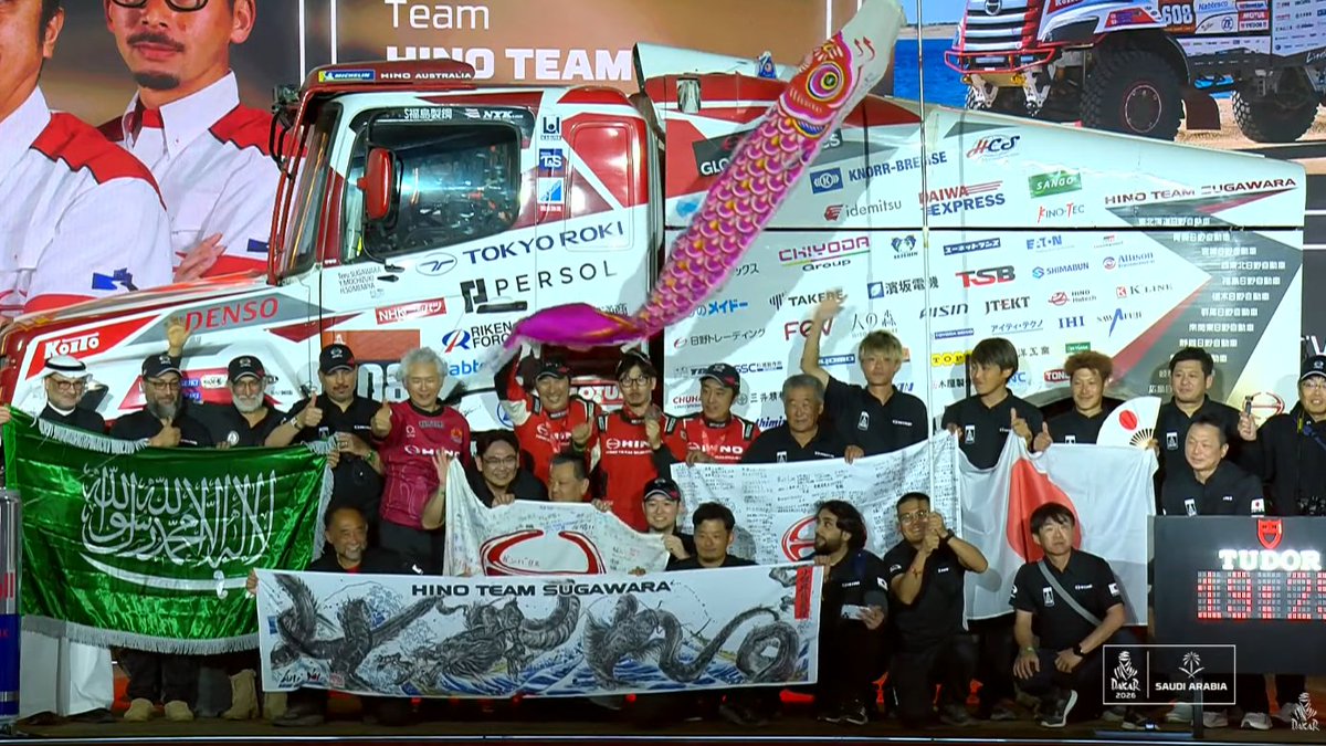 DannyTyler1118's tweet image. 日野チームスガワラの菅原照仁選手
今年でダカールラリーの連続完走数を21年に伸ばし、元TGRのジニエル・ド・ヴィリエが持つ最高連続完走記録に並びました✨✨✨
ド・ヴィリエの記録は昨年のリタイアで途絶えていますので、照仁選手が来年も完走すれば照仁選手単独による記録更新となります！！！