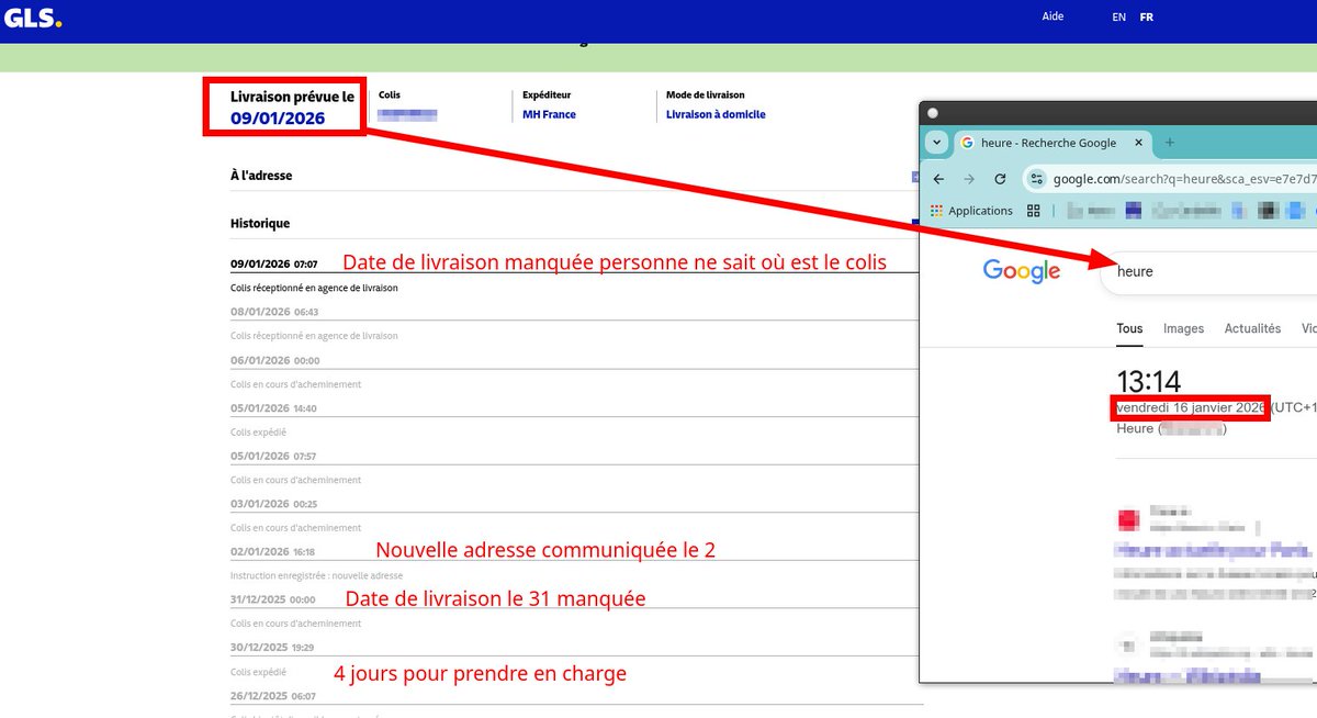 4 ou 5 colis en 15 jours, différents expéditeurs : problèmes #GLS pour tous. retour à l'expéditeur (100km) qui n'arrive pas depuis 15 jours, un toujours programmé pour le 9 toujours pas livré le 17. service client contacté 2 fois mais inutile. #livraison #ecommerce <a href="/GLS_France/">GLS_France</a>