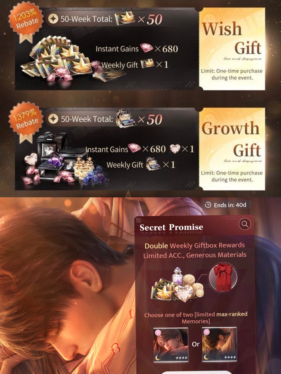 rendozvous's tweet image. giveaway special lads 2nd anniversary and caleb 1st anniversary 🥳

• 2 wish gift/growth gift
• 1 secprom (🍎/⭐️ mains min aff 80, rep with proof)
• 2 aurum pass

🔁❤️ + reply with your fav glint and reason why are you still playing this game 😆

end 19/01
