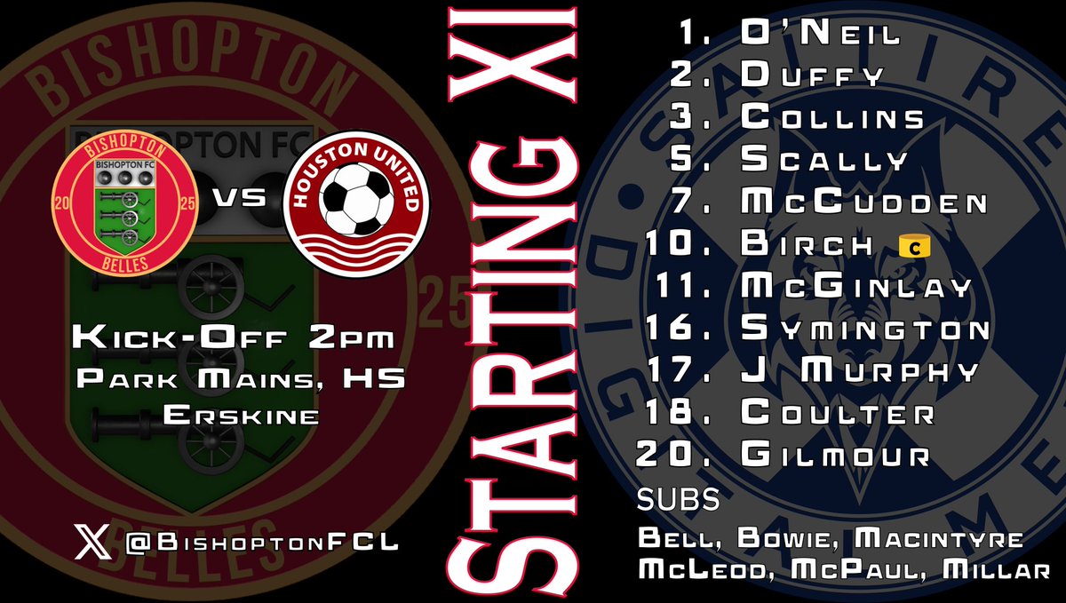 BishoptonFcl's tweet photo. The Belles Starting XI vs Houston.
#monthebishy #cuffe #saltiredigitalmedia https://t.co/UwQoAV8eaw
