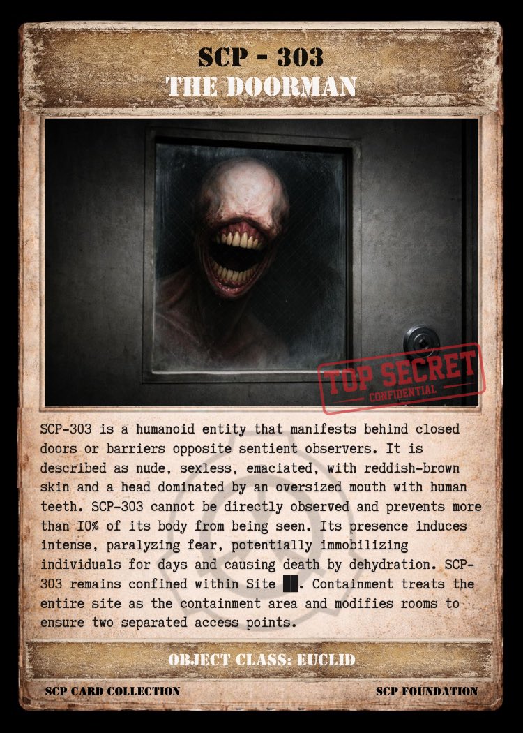 scpcollection's tweet image. #SCP #SCPFoundation #SCP303 #TheDoorman