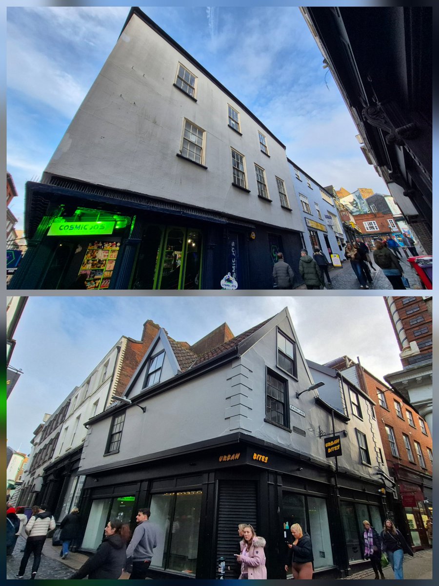 Norwich's oldest buildings part 19. 
1st four are C17 houses on Pottergate. Most were remodelled in Georgian style in C19.
C16/17 buildings in Bedford St. We're lucky to have streets full of shops &amp; bars in gorgeous old buildings