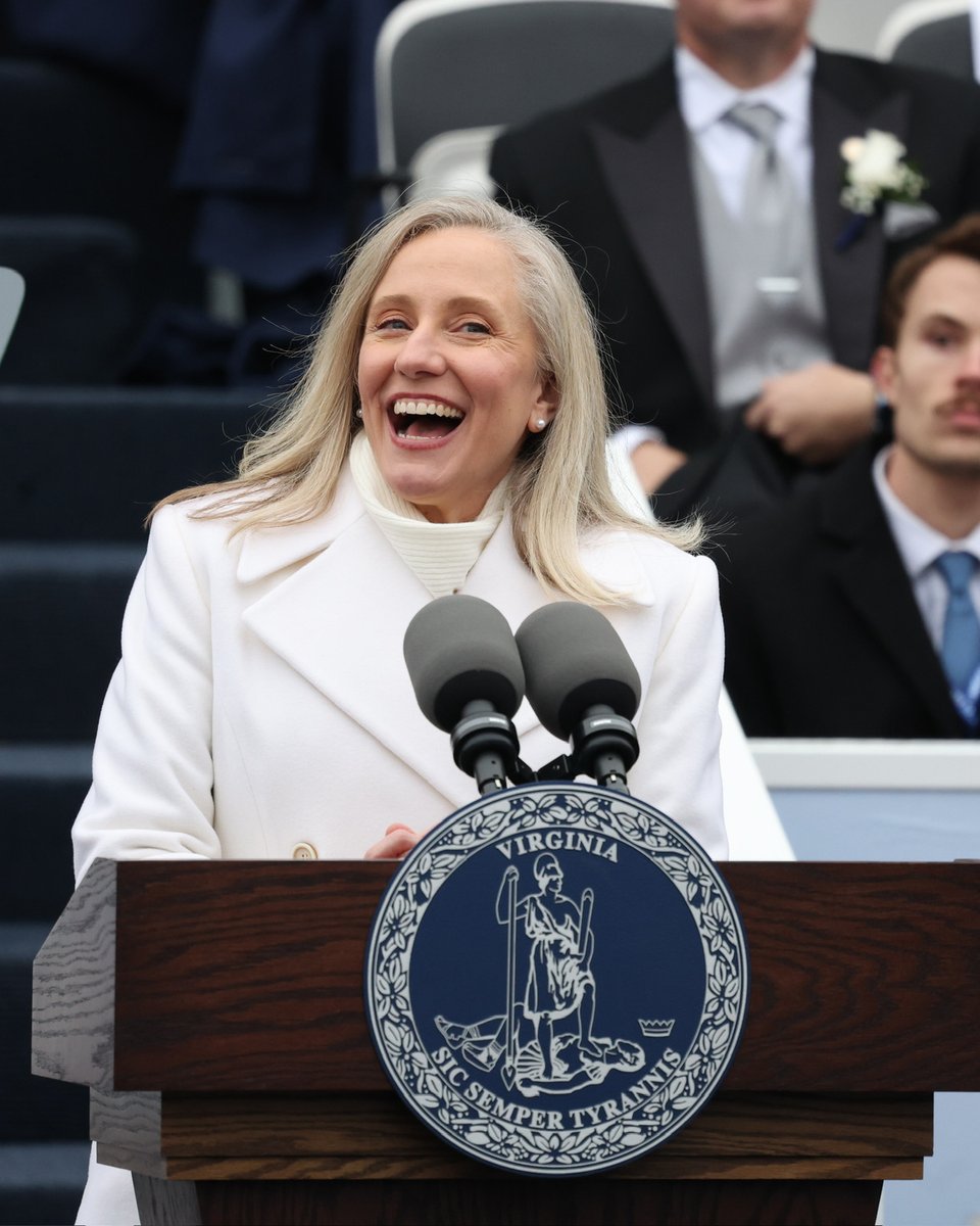 UVA's tweet image. UVA alumna Abigail Spanberger made history today as the first woman sworn in as Virginia’s governor. She is the first Wahoo elected to the office since 1998.

Congratulations, Gov. Spanberger — and welcome to alumnus Adam Spanberger, Virginia’s first first gentleman. 🧡💙
