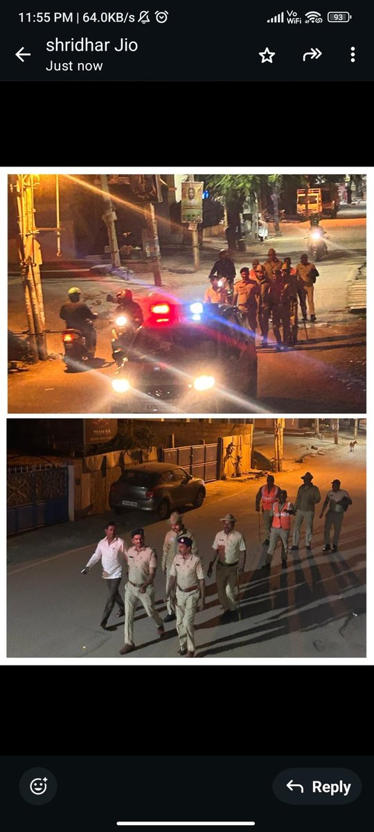 wfieldps's tweet image. In the police station limits of Whitefield division, on the night of 17-01-2026. #Foot patrolling, # Naka point checks for suspicious persons and vehicles and #Area domination operations were carried out to prevent criminal activities and maintain constant surveillance,