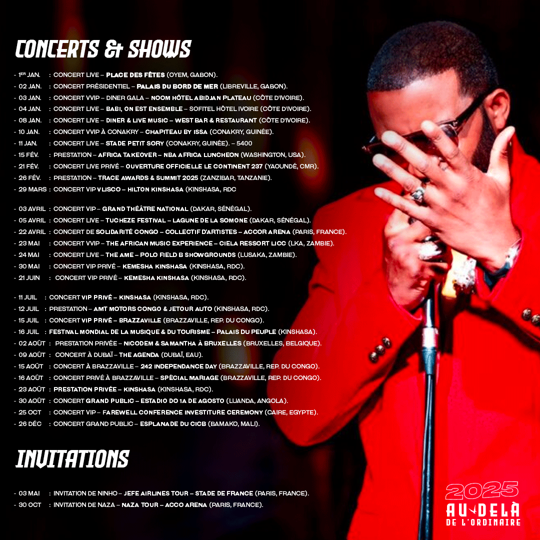 histoiremarche's tweet photo. 📊 Fally Ipupa - 2025 :

https://t.co/qBURZA6XeG

🎤 30 : Pour la 9e année consécutive, l'artiste a livré au mois 30 prestations scéniques dans l'année.

Présence mondiale (16 pays), un statut d'élite et une ambition clairement assumée : faire de 2025 une année hors normes. https://t.co/bnqZYcaqil