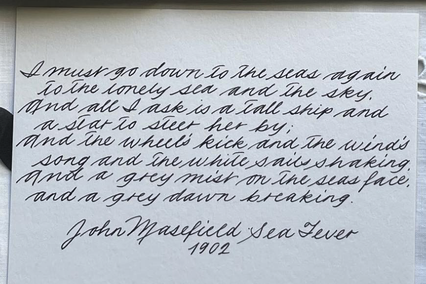 1610captain's tweet image. As a Navy Sailor, this resonates with me.  And, the #handwriting is perfect.  From theinklingstudio, City of Sunderland on @instagram .  I always worry about where these accounts go.  Missing from INSTAGRAM and FaceBook now.  That's one of the reasons to "like", "quote", "reply",