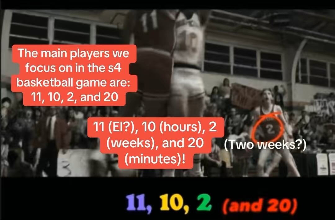 connect_dots7's tweet photo. @DootledooDave I had a similar thought, except I think the real Finale will drop on the 19th or 20th 👀 #conformitygate
During the basketball/D&amp;D game, Dustin even says that the odds of winning are “20 to One!” After 11 loses. https://t.co/Zw4nPCYxAr