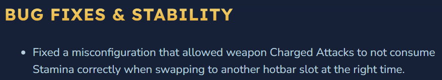 QuZydor's tweet photo. @Hytale Way less of an issue, but now you can lose stamina without performing a Charged Attack lol https://t.co/1JmRN0R9li