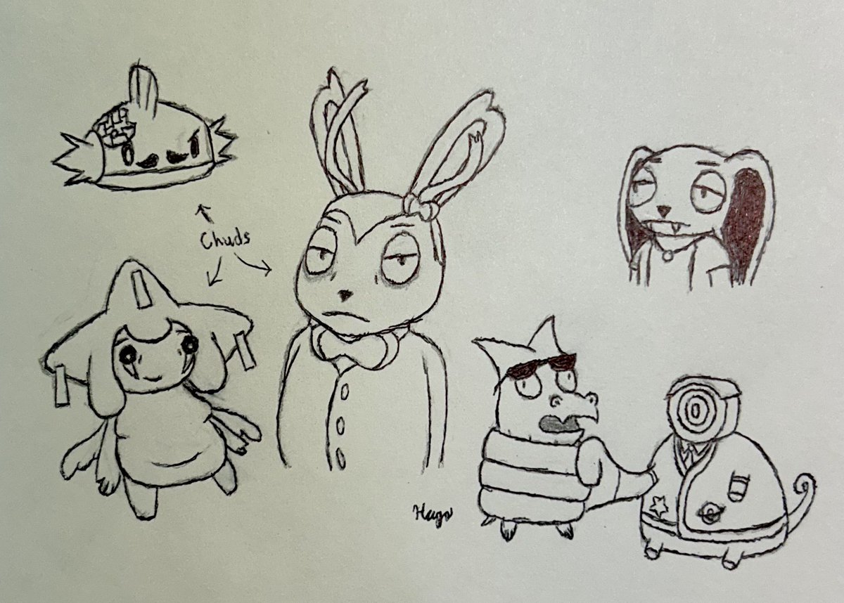 BigRoboLad's tweet image. A page of doodles :]