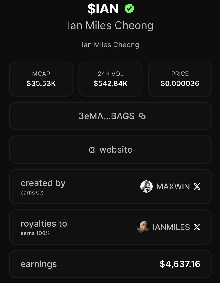 <a href="/ianmiles/">Ian Miles Cheong</a> made double this in 12 hours on a microcap with 250 holders 

how much will be there when its a big cap

$ian

38k
3eMAgC5CCKucNpD2zxZHzxQsoLa3yFxNfjL3f38dBAGS