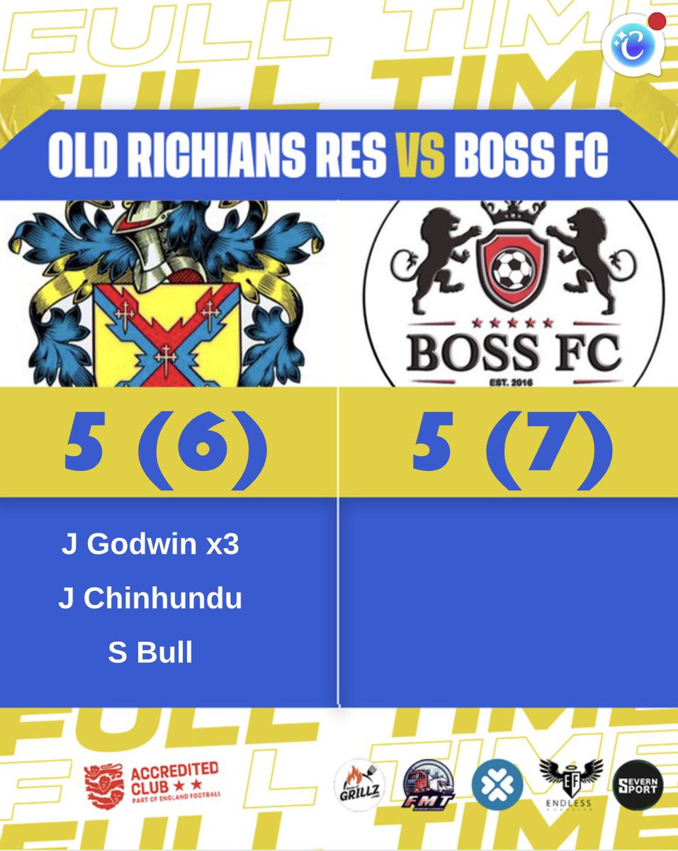 Oldrichiansafc's tweet image. Todays Results: 

@ShortwoodUtdFC 3-3 Old Richians  

Old Richians Res 5-5 @BossFC2016 (6-7) on pens

2 games, 16 goals. 1sts fight back from 2-0 down to lead only to have the points taken from us due to a 30 yard screamer. 

Reserves bow out on pens after a 10 goal thriller.