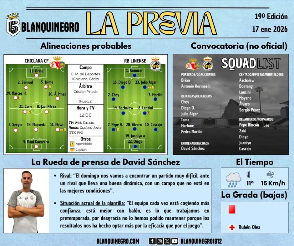 📰 LA PREVIA | DÍA DE PARTIDO 📰

¡Consulta la previa del encuentro de MAÑANA frente al CHICLANA! 

#ChiclanaCFRBLinense