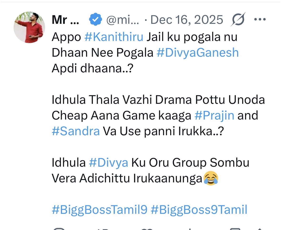 SMPragash's tweet photo. @misterseyon Adei I know this is a game but you seriously veruppething me, see below who #Sandra Sombu Gumbal. Panrathellam pannittu how come you blame others? Neeyum unka paaru akkavum thaanda avala Namibianeenka😅😜#Biggbosstamil9 https://t.co/tk9mYJFTSm